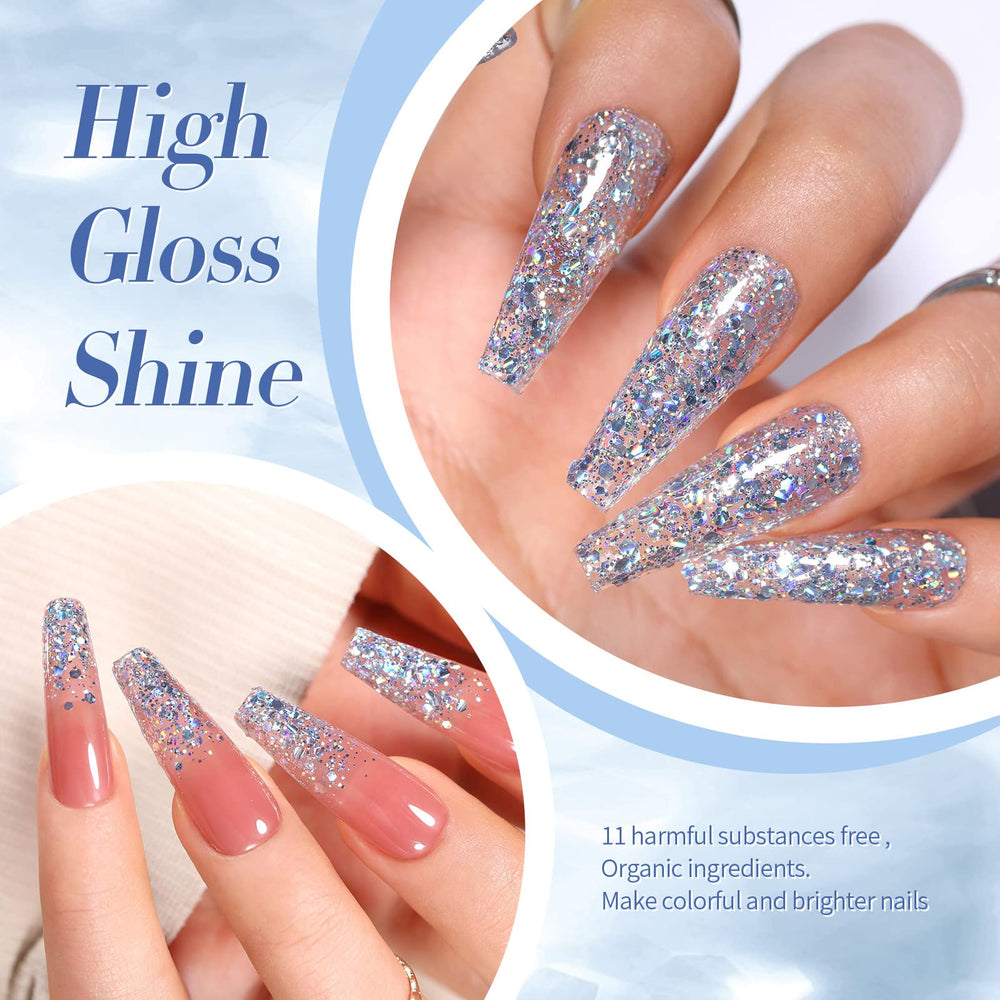 Born Pretty Esmalte efecto disco plateado, brillo luminoso para celebraciones.