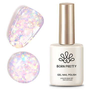 Born Pretty esmalte gel brillo rosa, acabado duradero para uñas