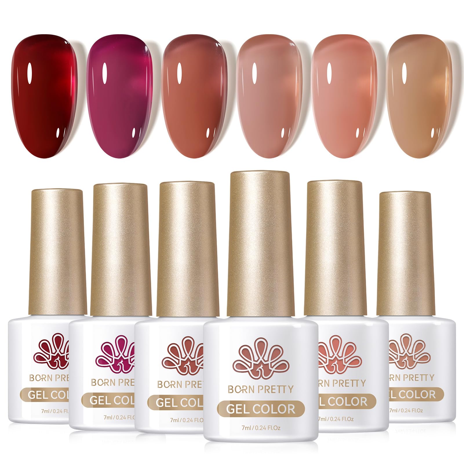 Born Pretty esmalte gel burdeos en botella con brillo intenso para uñas
