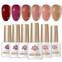 Born Pretty esmalte gel burdeos en botella con brillo intenso para uñas
