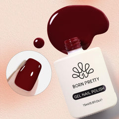 Born Pretty Esmalte Gel Burdeos: muestra de uñas, color intenso