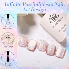 Born Pretty esmalte gel con destellos rosados, detalle de lentejuelas para uñas deslumbrantes