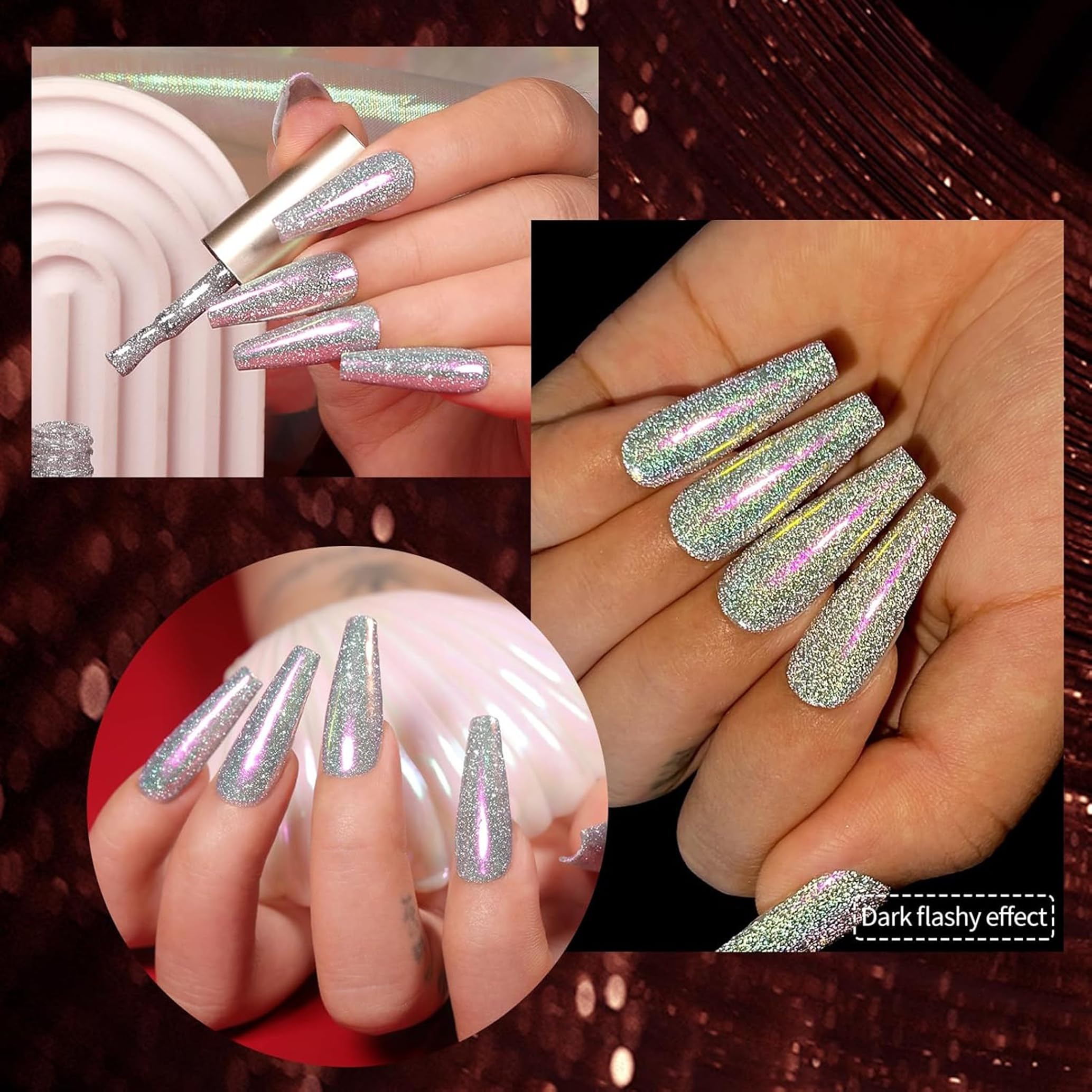 Born Pretty Esmalte Gel Disco Rojo: destellos dinámicos con iluminación.