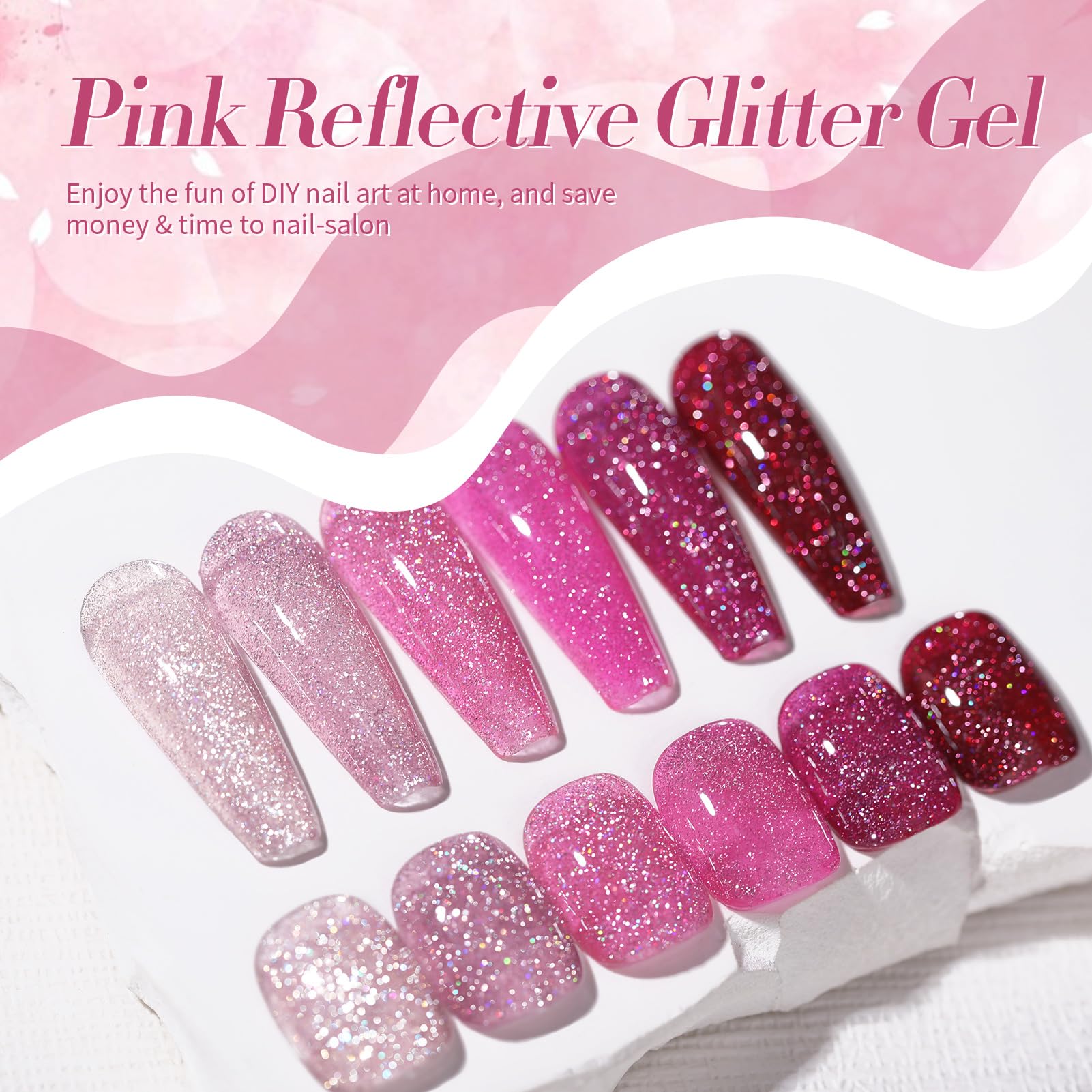 Acabado disco rosa de Born Pretty para uñas llamativas.