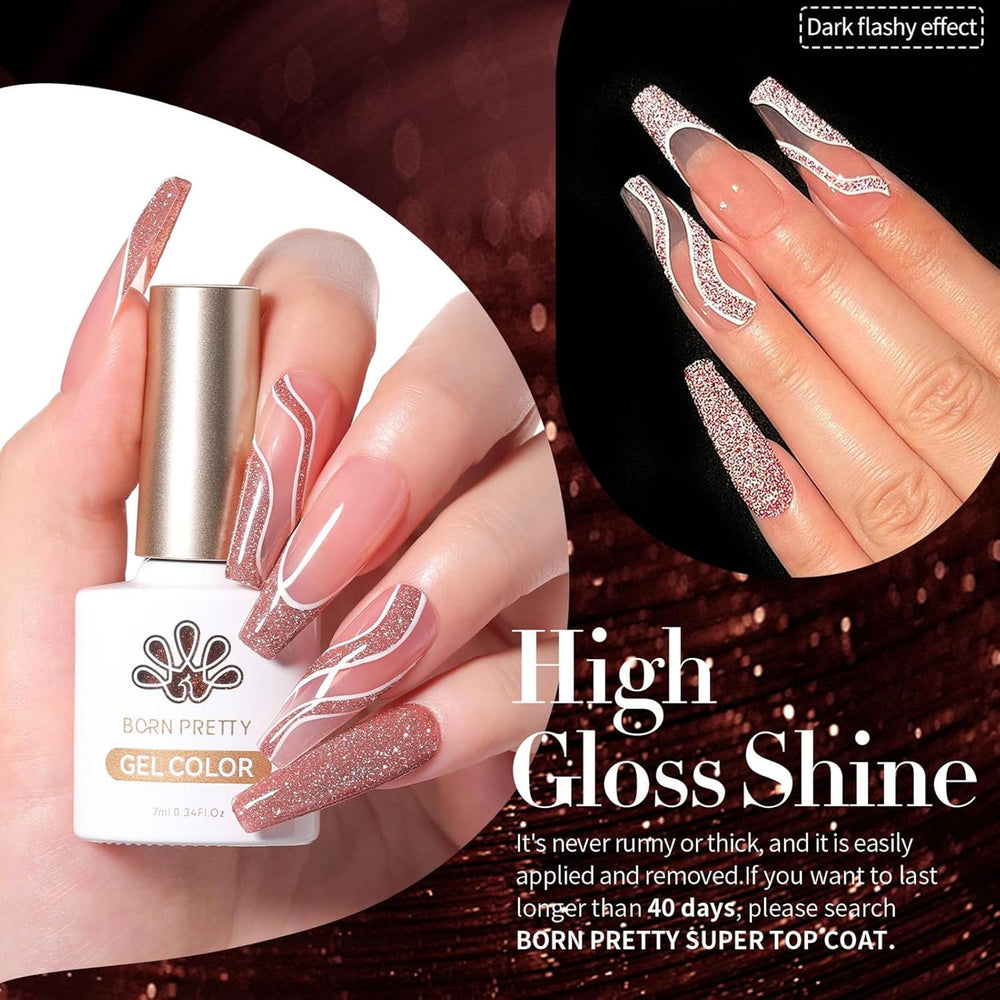Born Pretty Esmalte Gel Efecto Fiesta: brillo que atrae miradas.