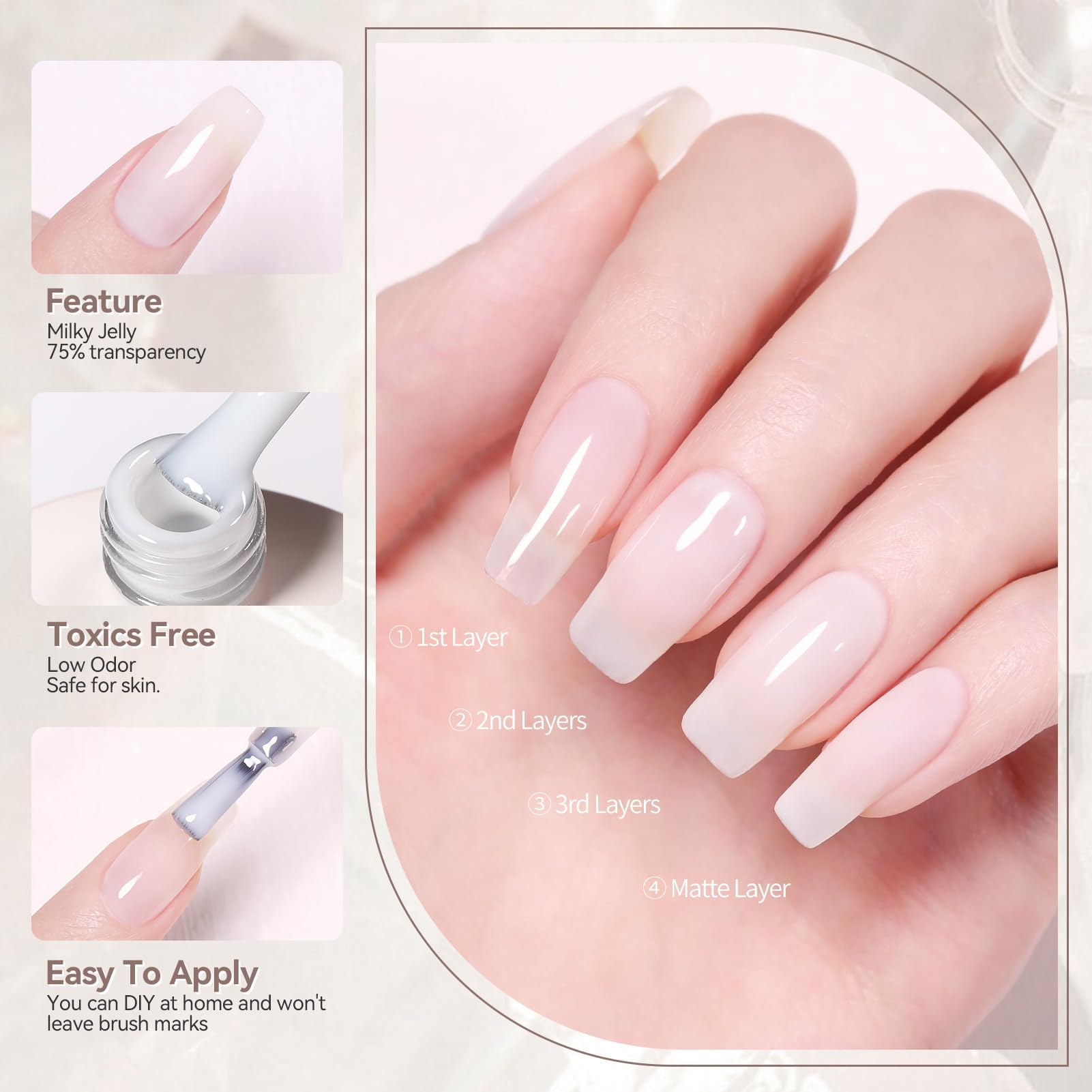 Efecto francés sin punta blanca con el gel de Born Pretty.