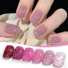 Esmalte gel Born Pretty rosa glitter reflectante para fiestas y uso diario.