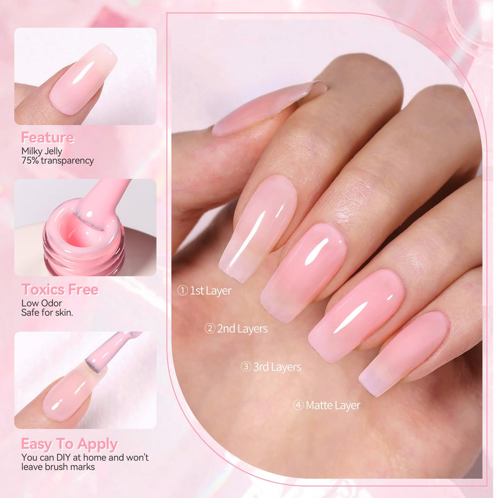 Regalo ideal para San Valentín con este gel de uñas rosa claro.