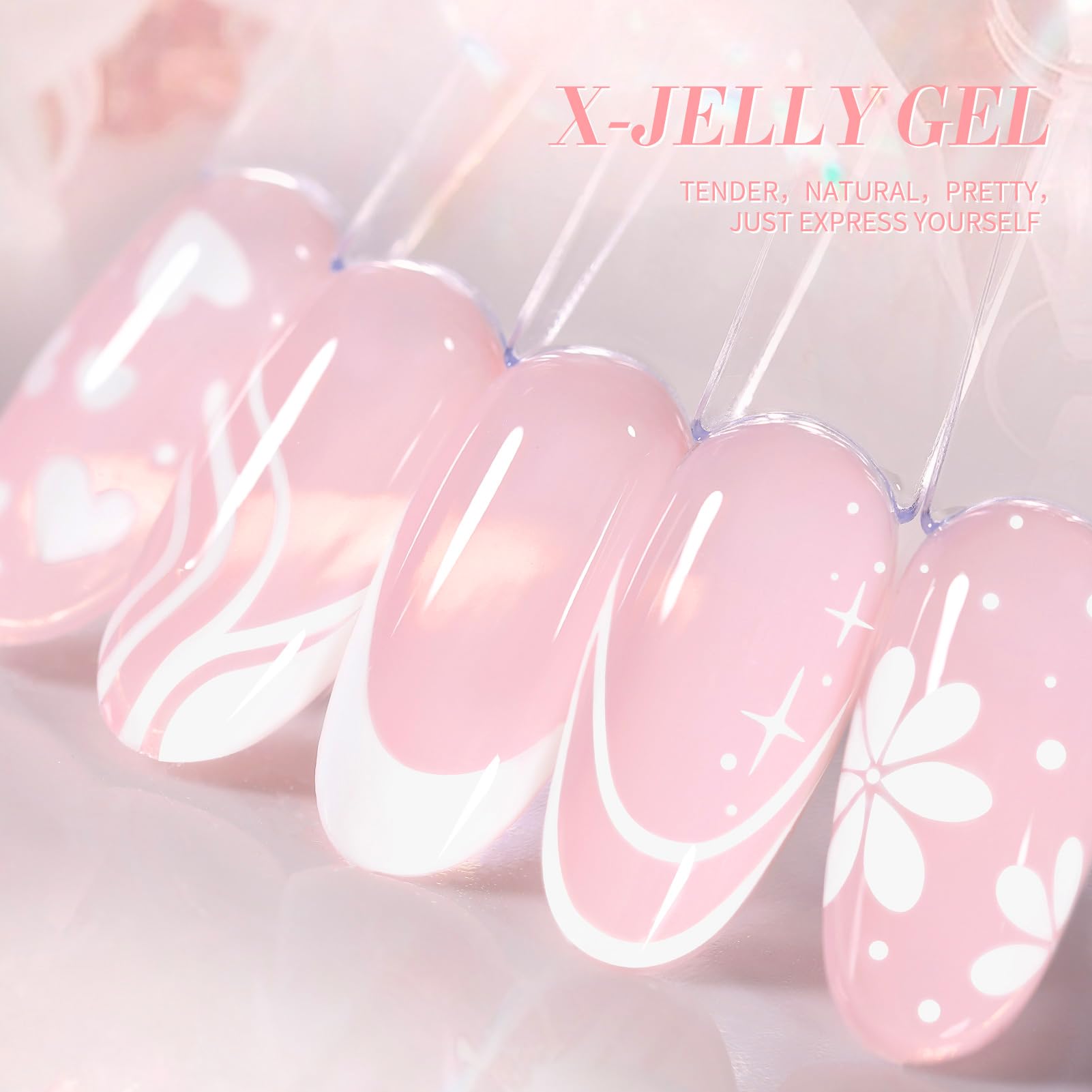 El gel jelly rosa claro se retira con acetona sin esfuerzo.
