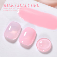 Tono translúcido jelly rosa claro para uñas con acabado suave.