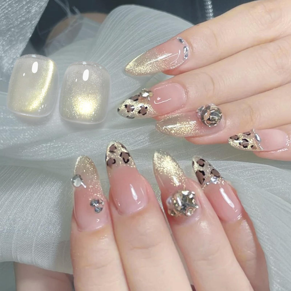 Born Pretty Esmalte gel magnético dorado con microglitter para un acabado glam