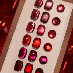 Born Pretty: set esmalte gel magnético ojos gato rojo Navidad, 6 colores, efecto deslumbrante