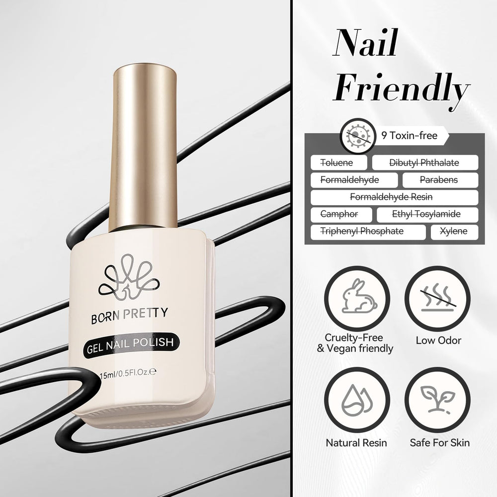 Envase sostenible de Born Pretty esmalte gel negro