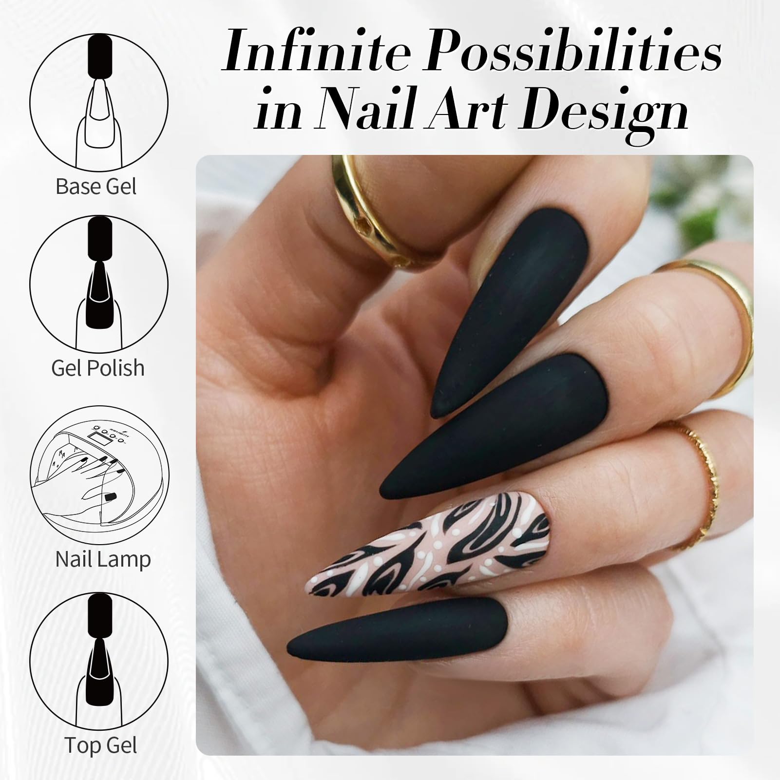 Uso casero en casa con Born Pretty gel negro para uñas