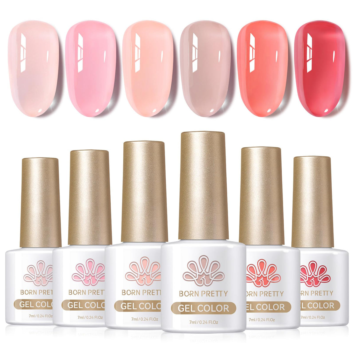 Born Pretty gel nude rosado, botella con brillo translúcido para uñas naturales