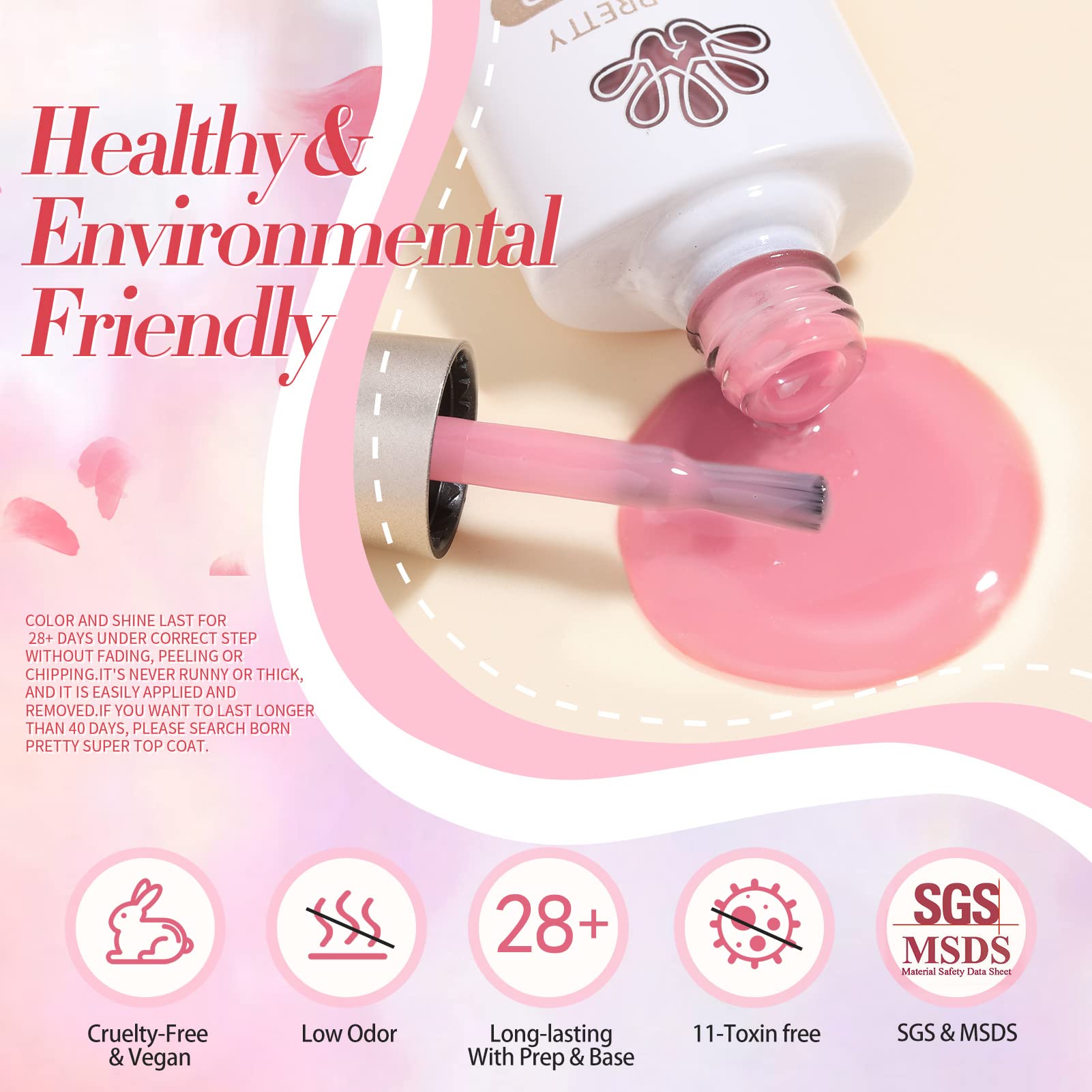 Born Pretty gel sin olor, fórmula suave para uñas sensibles
