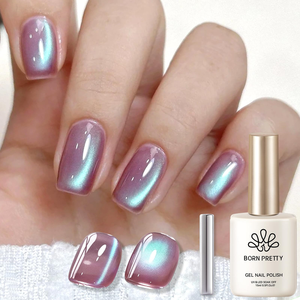 Born Pretty esmalte gel ojo gato magnético para un efecto único en uñas.