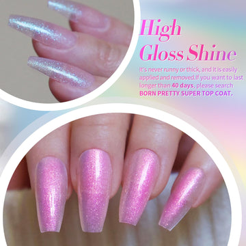 Acabado brillante de Born Pretty con base y top coat para mayor duración.