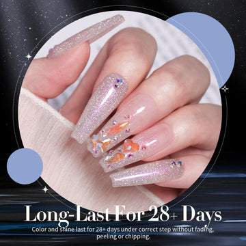 Born Pretty gel con purpurina holográfica para destellos vibrantes.