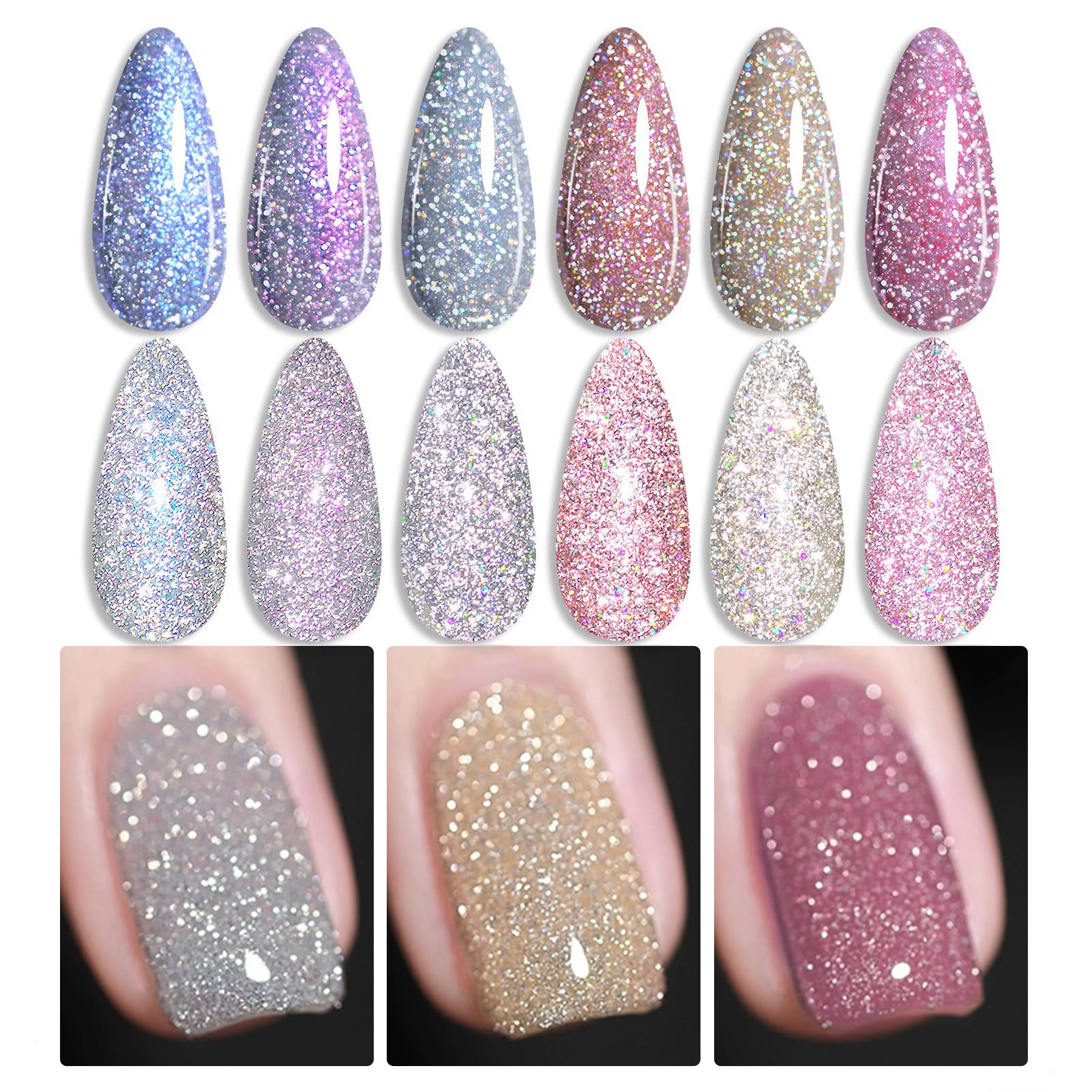 Born Pretty esmalte gel reflectante dorado para brillo navideño intenso.