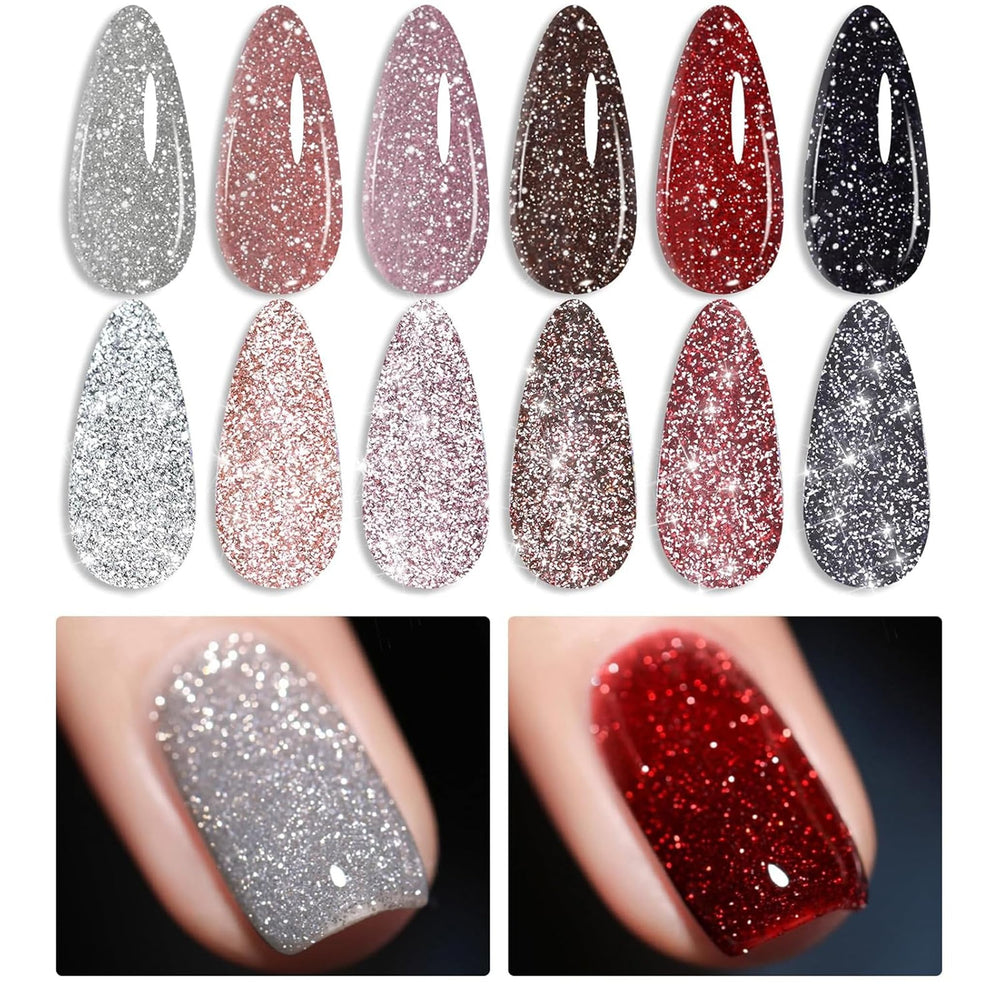 Born Pretty Esmalte Gel Reflectante Plateado: destellos brillantes bajo luces.