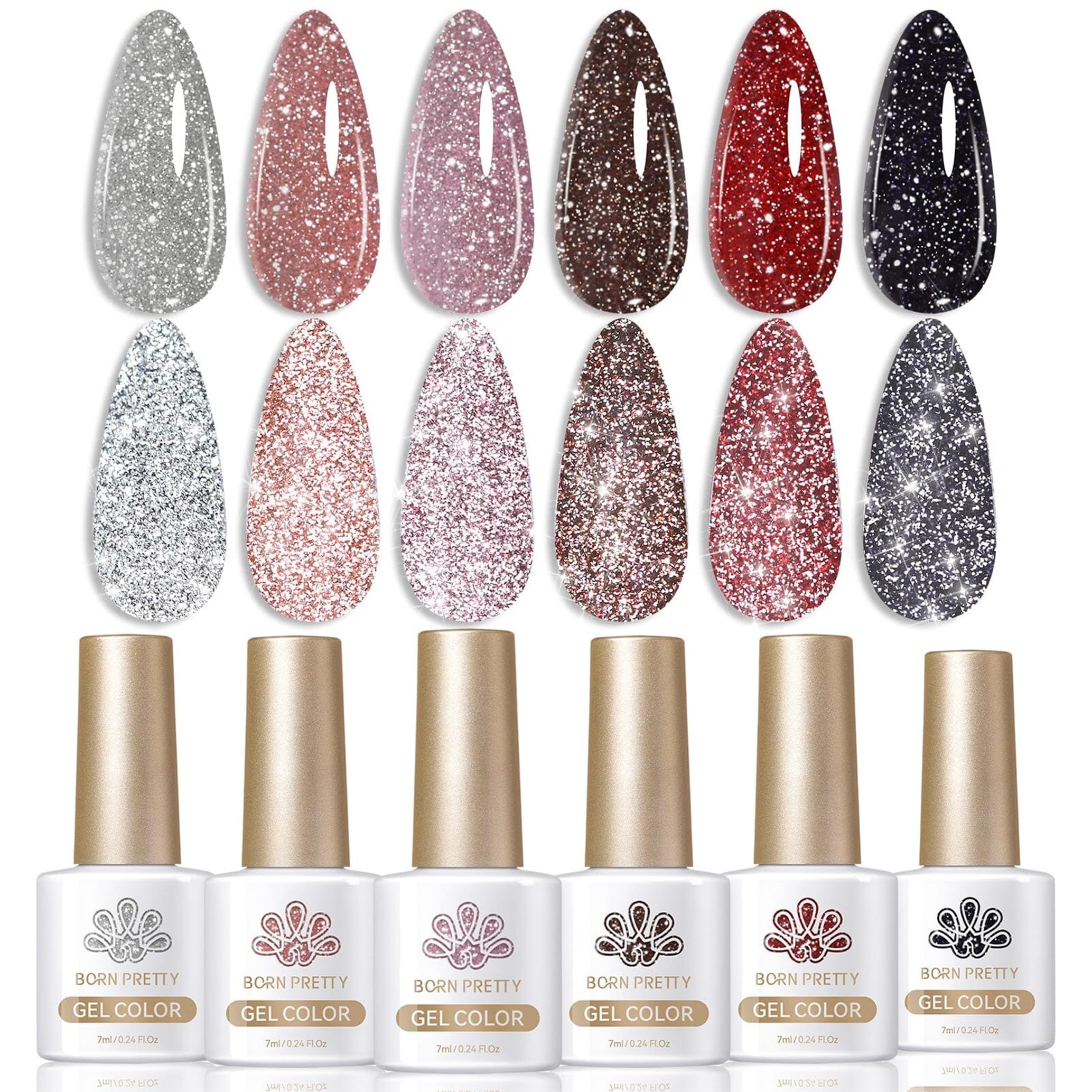 Born Pretty Esmalte Gel Reflectante Rojo: brillo intenso para fiestas.
