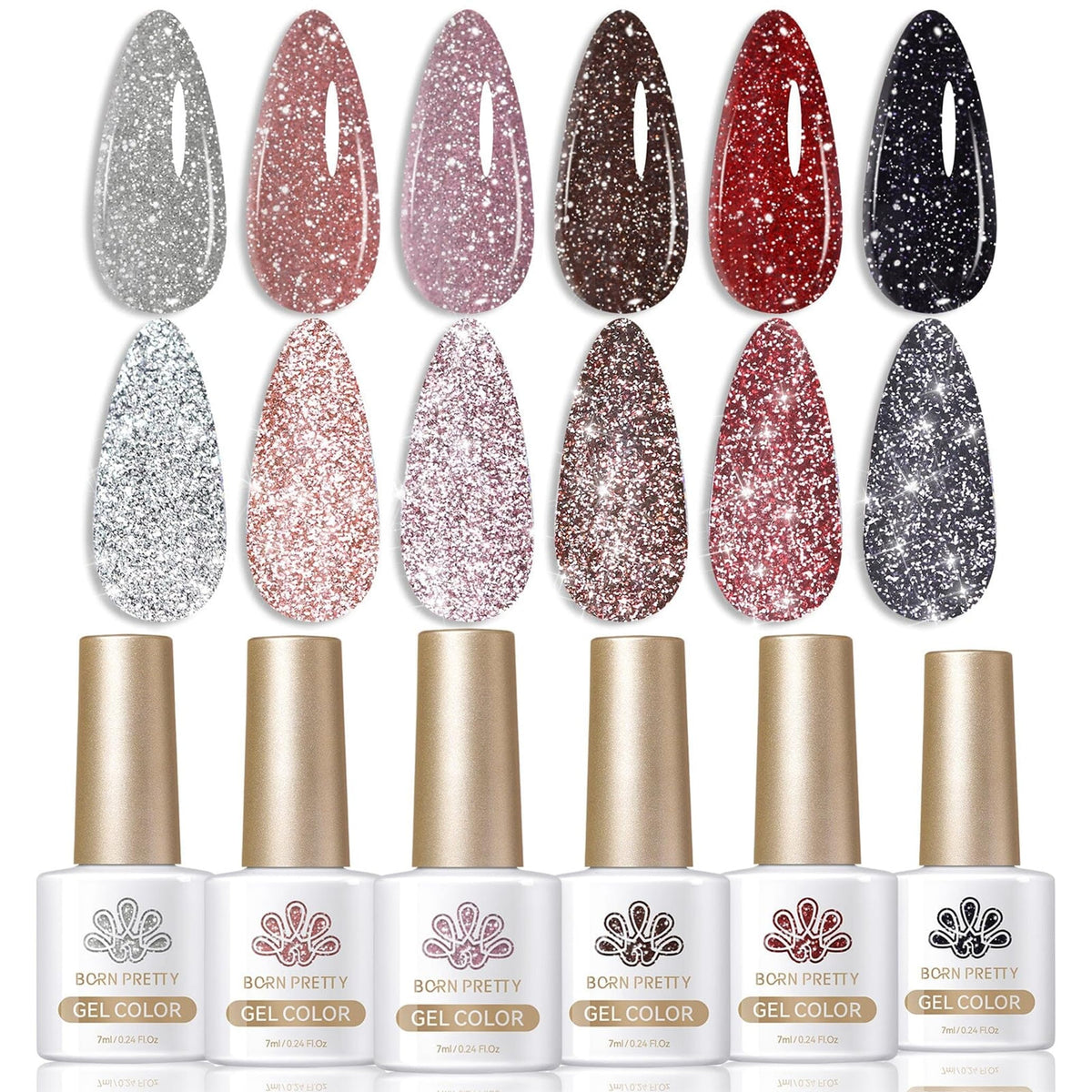 Born Pretty Esmalte Gel Reflectante Rojo: brillo intenso para fiestas.