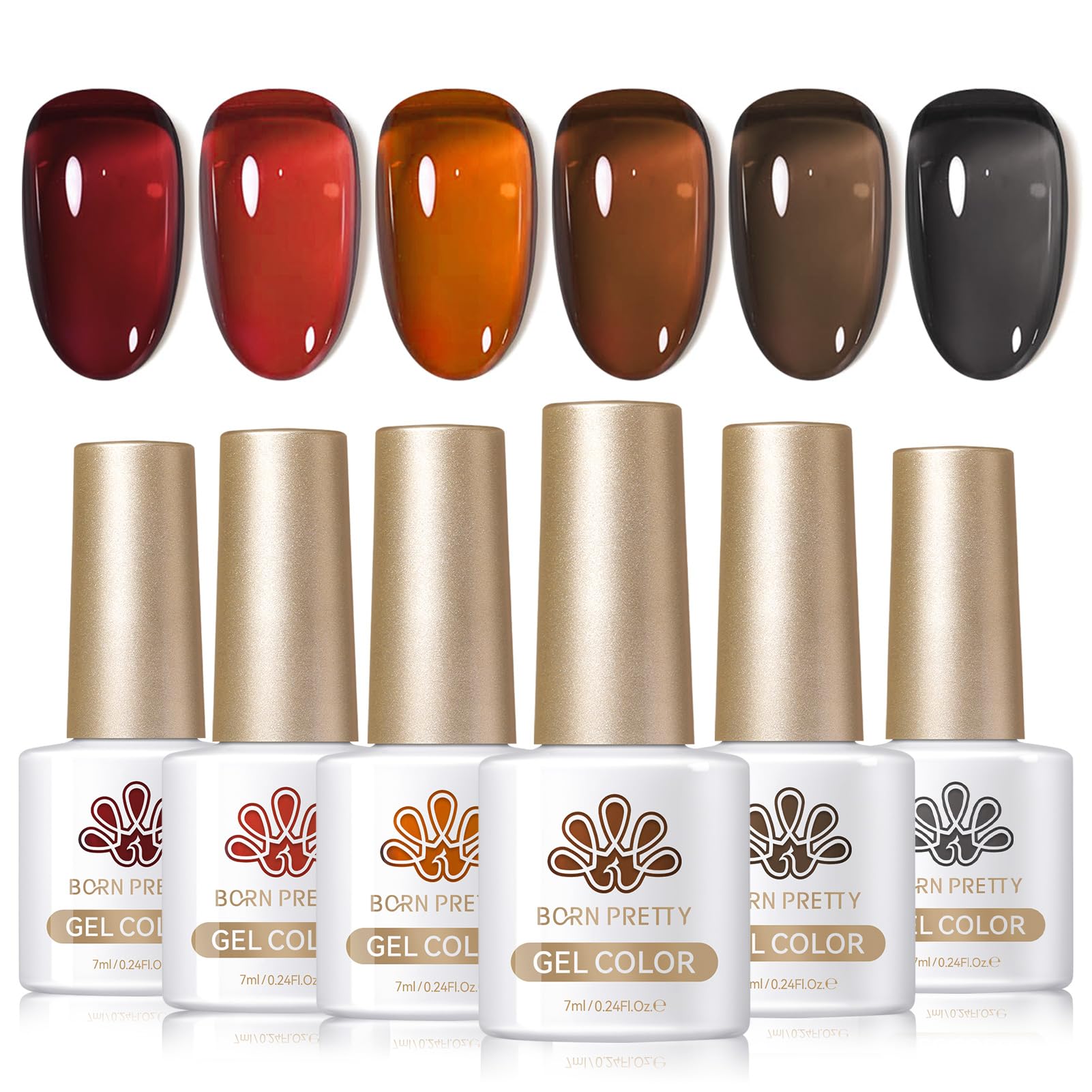 Born Pretty Jelly Gel ámbar cristal para uñas, acabado semitransparente y duradero.