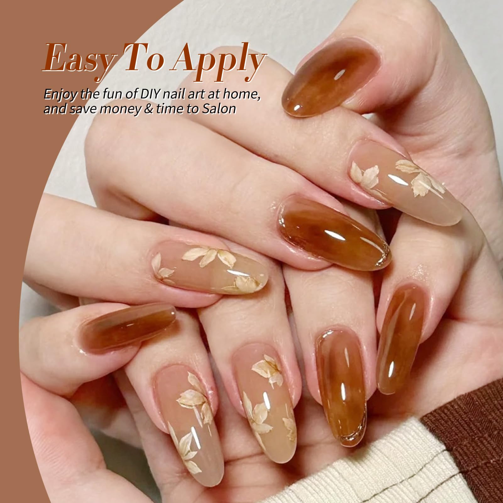 Born Pretty Jelly Gel naranja intenso, color vibrante para otoño.