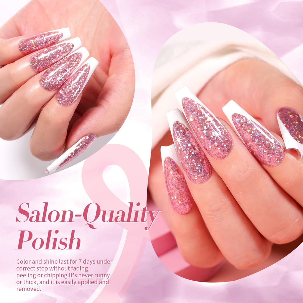 Born Pretty Esmalte Uñas Rosa Oro acabado brillante para manicure rápido.