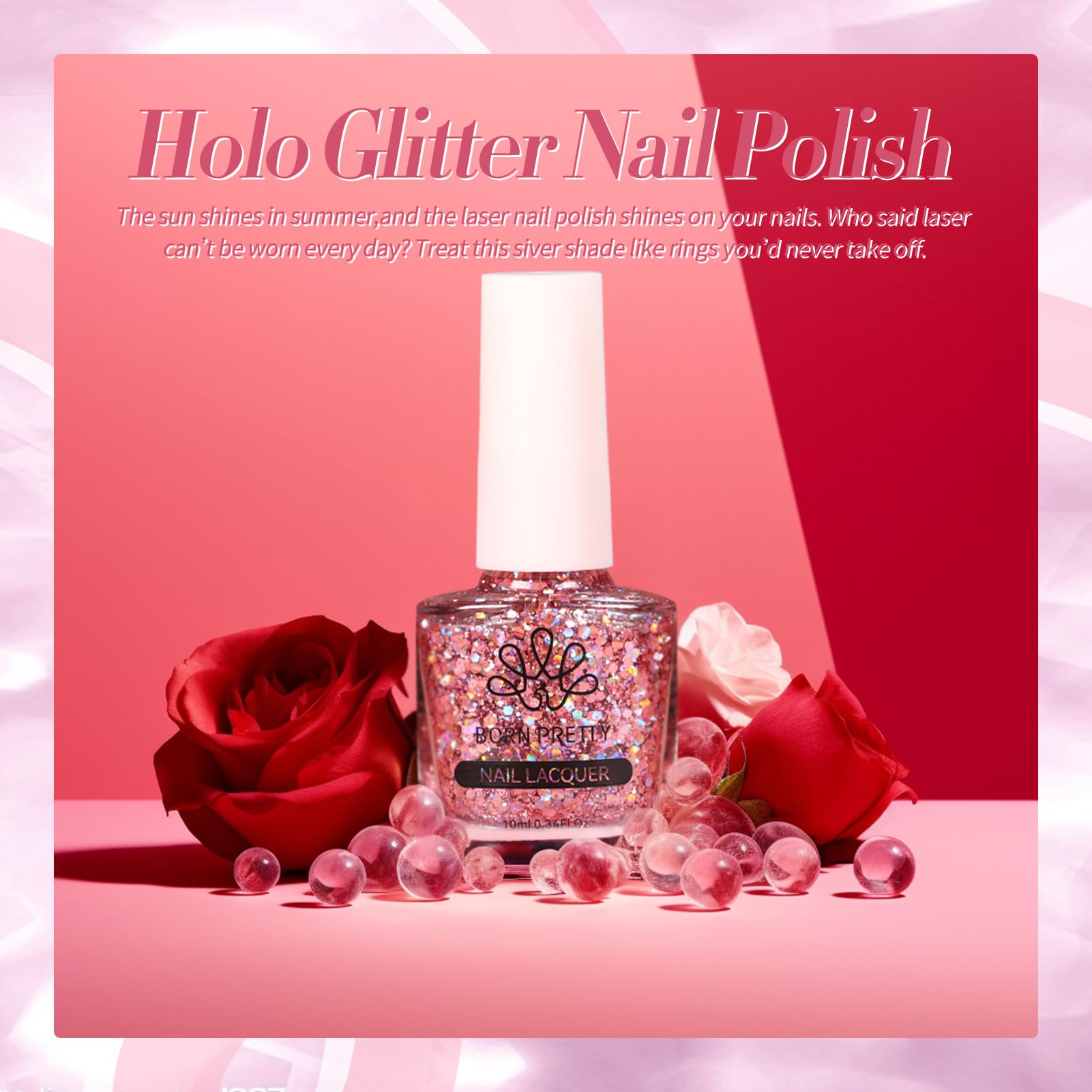 Born Pretty Esmalte Uñas Rosa Oro cobertura suave y duradera.