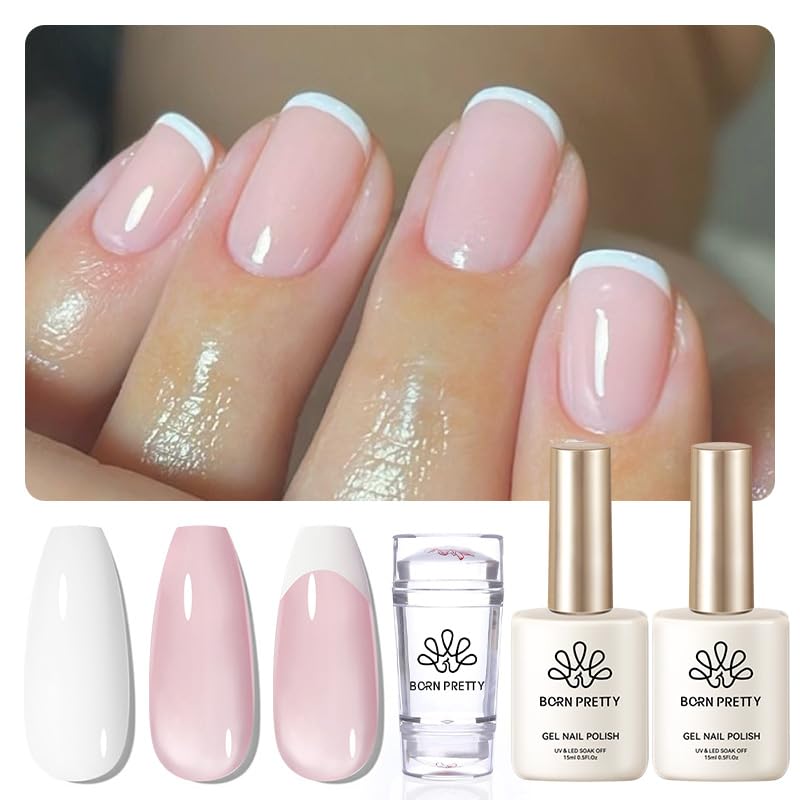Born Pretty estampa para uñas con punta francesa, diseño rápido y limpio.