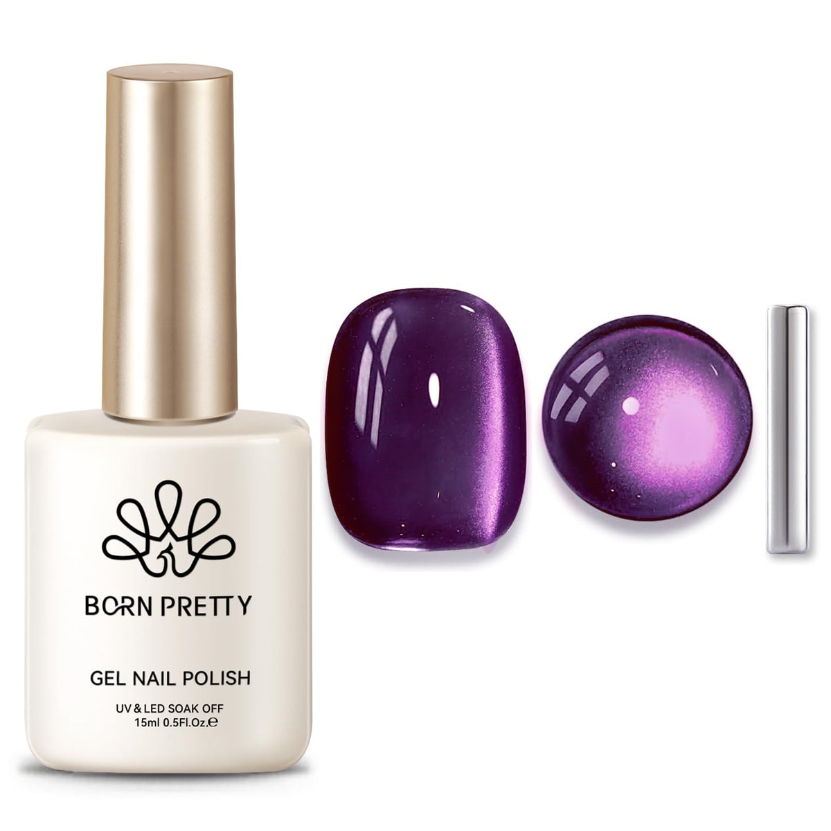 Born Pretty gel magnético para ojos de gato en tono purpura para uñas.