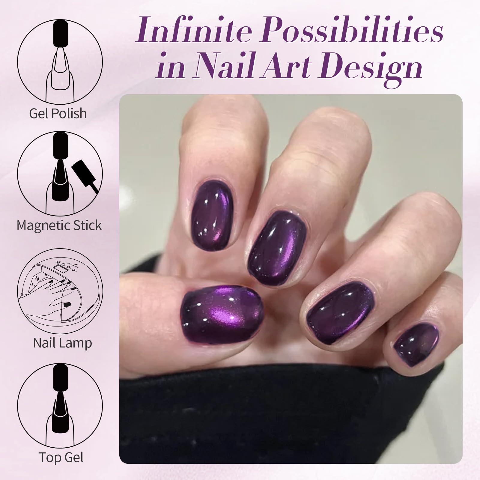 Born Pretty gel magnético para uñas con brillos sutiles.