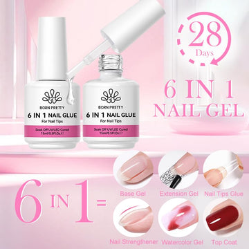 Born Pretty gel-extension-uñas 6-en-1 para extensión de uñas natural