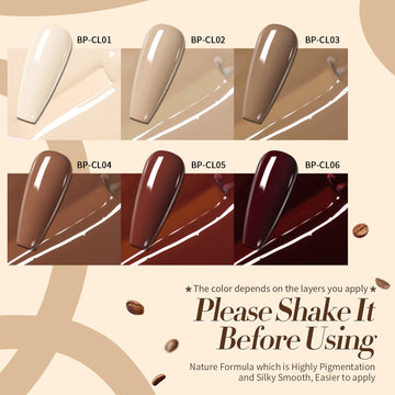 Born Pretty gel nude color, tono marrón suave para un look natural y duradero.