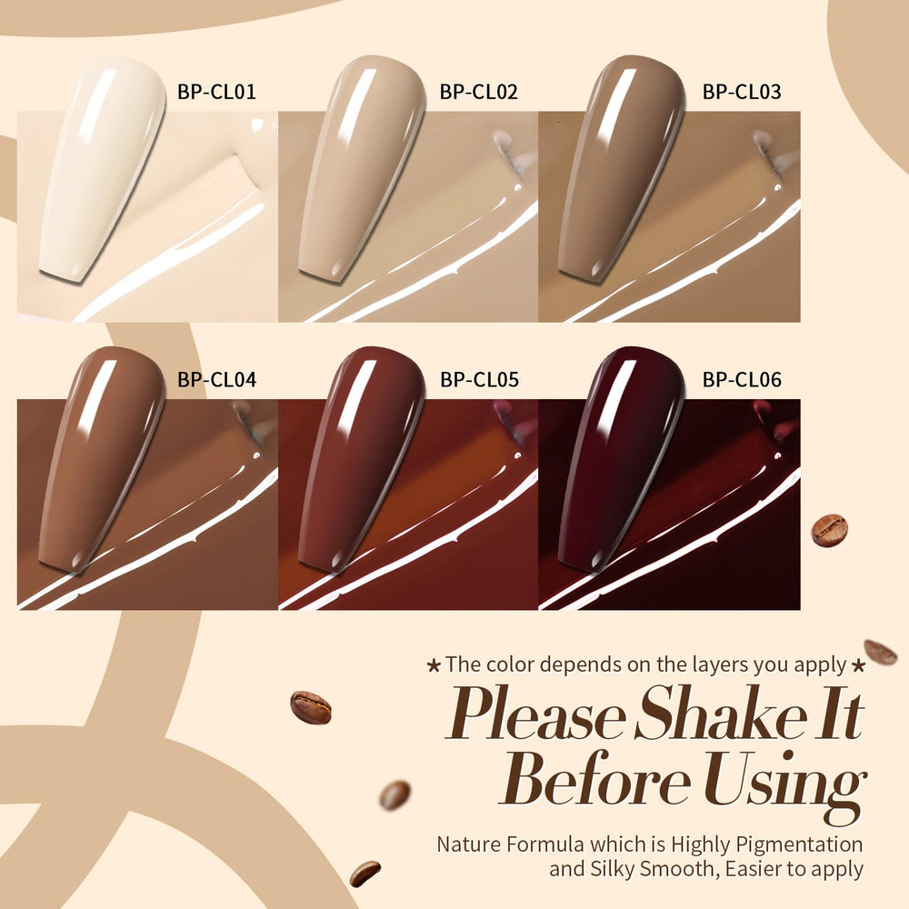 Born Pretty gel nude color, tono marrón suave para un look natural y duradero.
