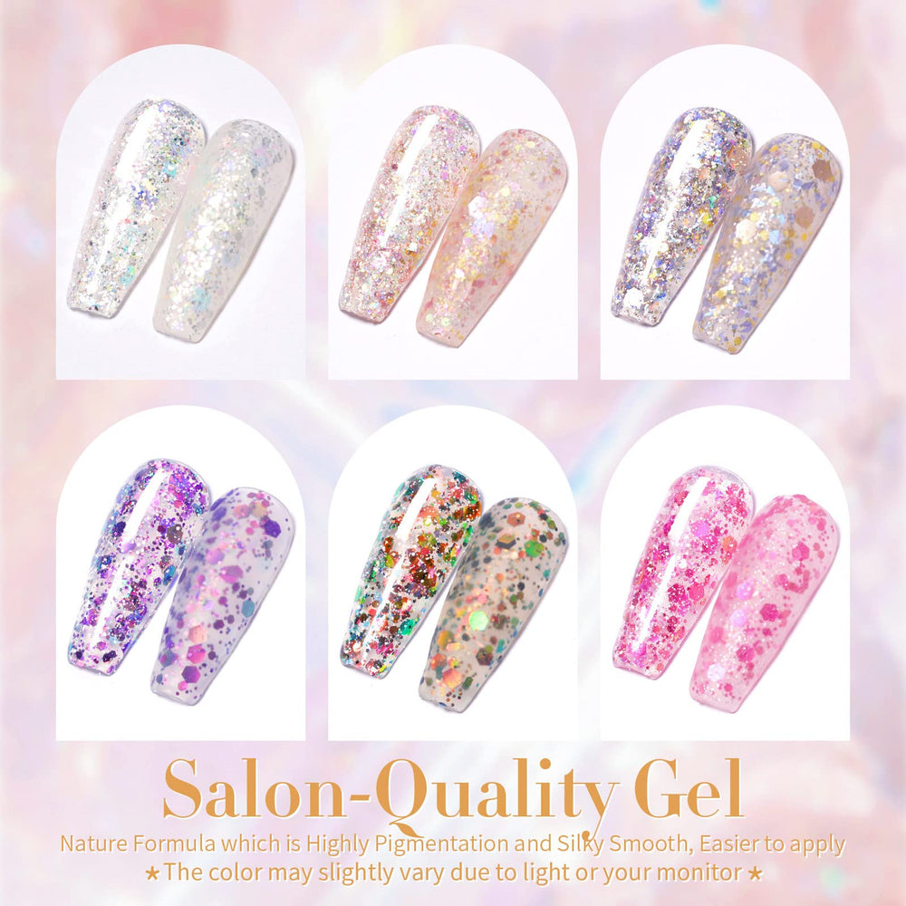 Born Pretty glitter sequins gel nail polish amarillo vibrante para toques soleados