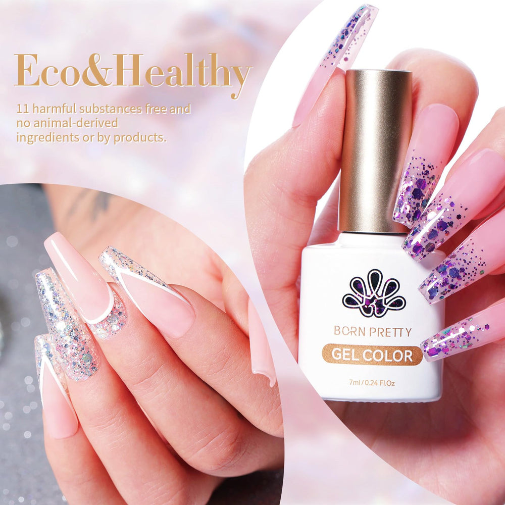 Born Pretty glitter sequins gel nail polish textura y brillo duradero