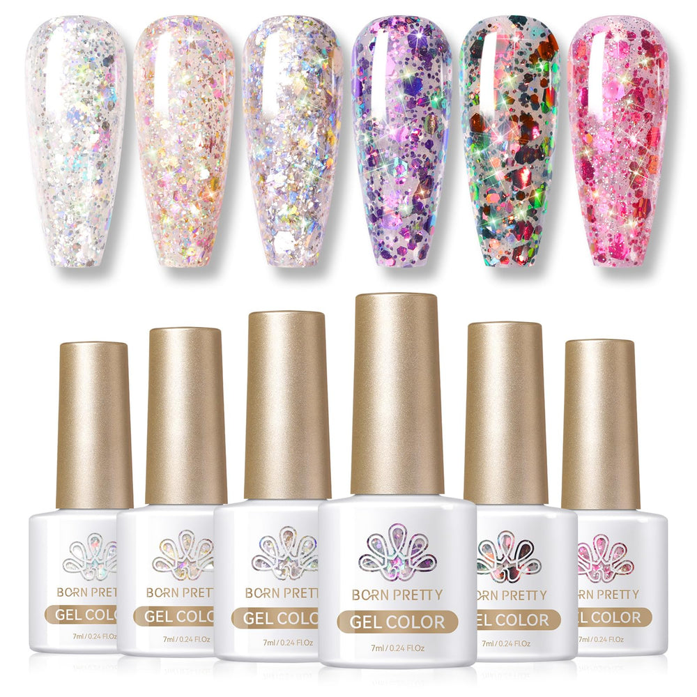 Born Pretty glitter sequins gel nail polish rosa brillante para manicura deslumbrante