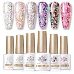 Born Pretty glitter sequins gel nail polish rosa brillante para manicura deslumbrante