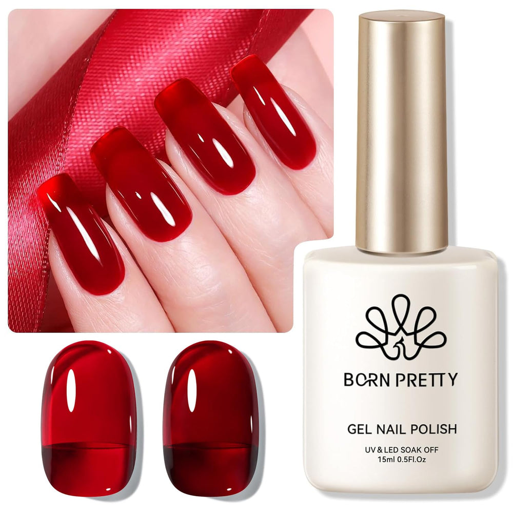 Born Pretty Jelly Burgundy, botella del esmalte gel, tono intenso y translúcido adaptable.