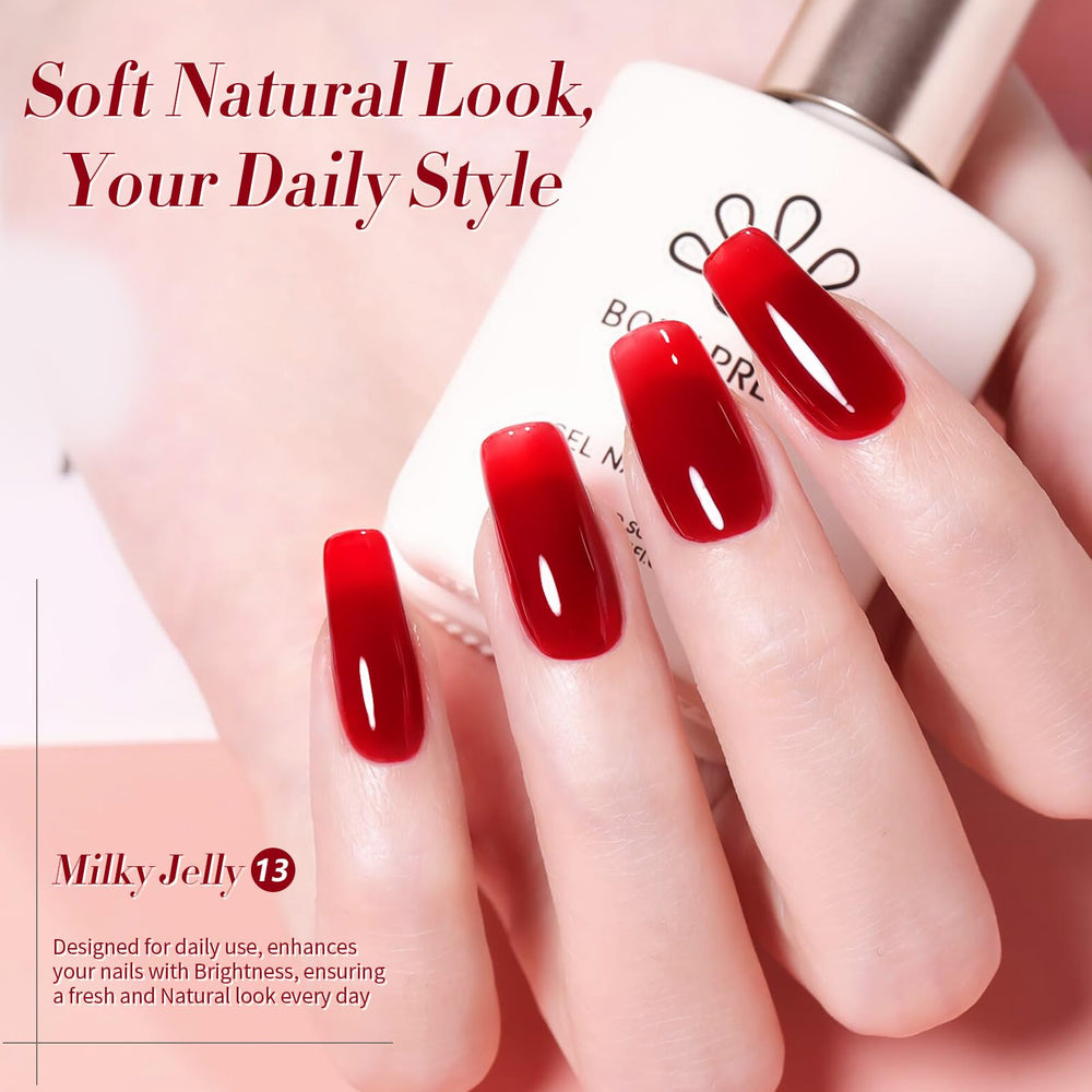 Born Pretty Jelly Burgundy, fórmula de olor reducido para uso cómodo.