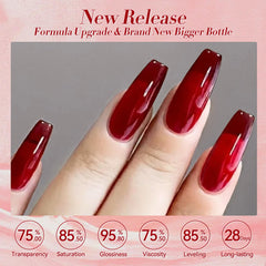 Born Pretty Jelly Burgundy, varias capas para lograr efectos translúcidos u opacos.