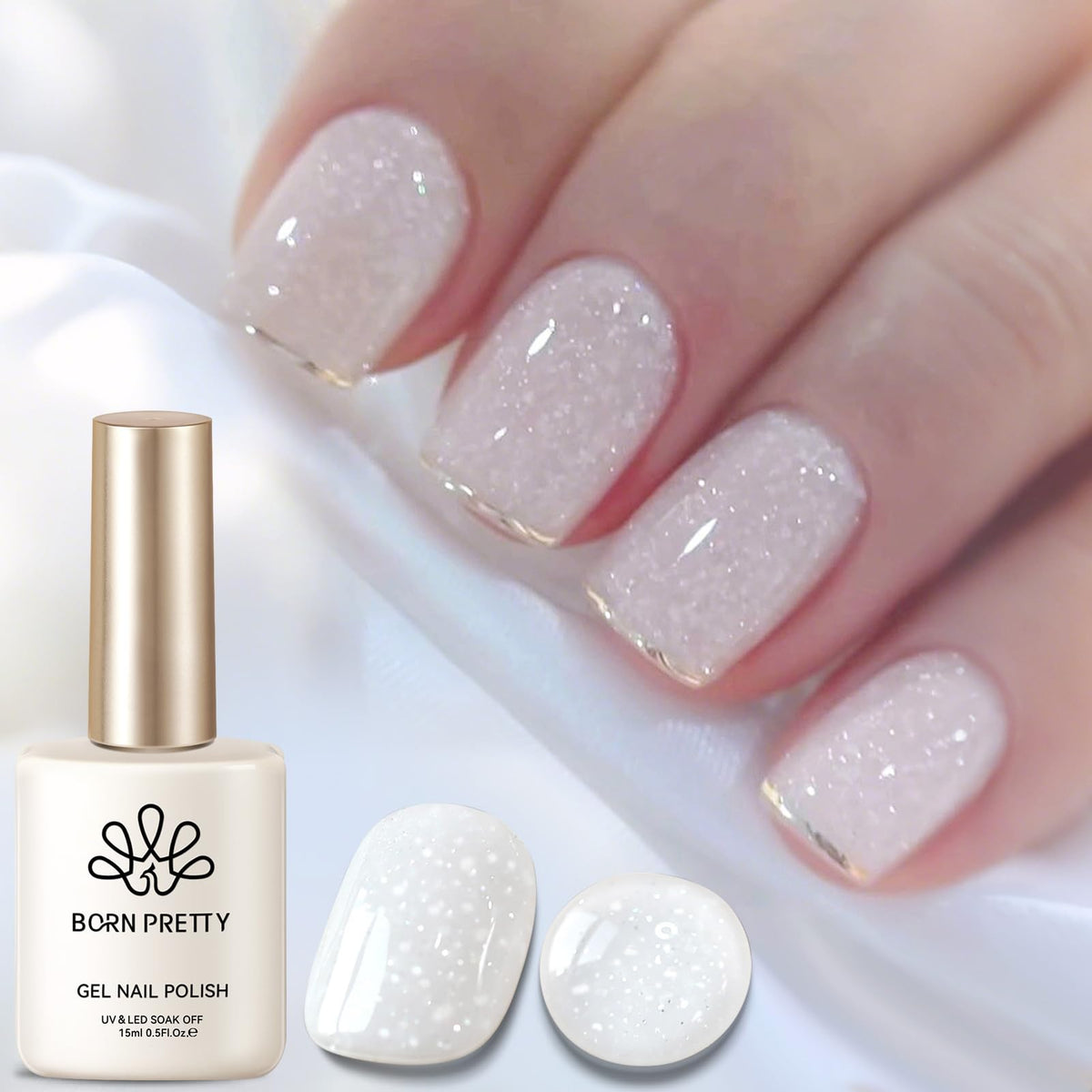 Born Pretty Jelly Gel Nail Polish bottle shows milky white translucent finish for at home manicures