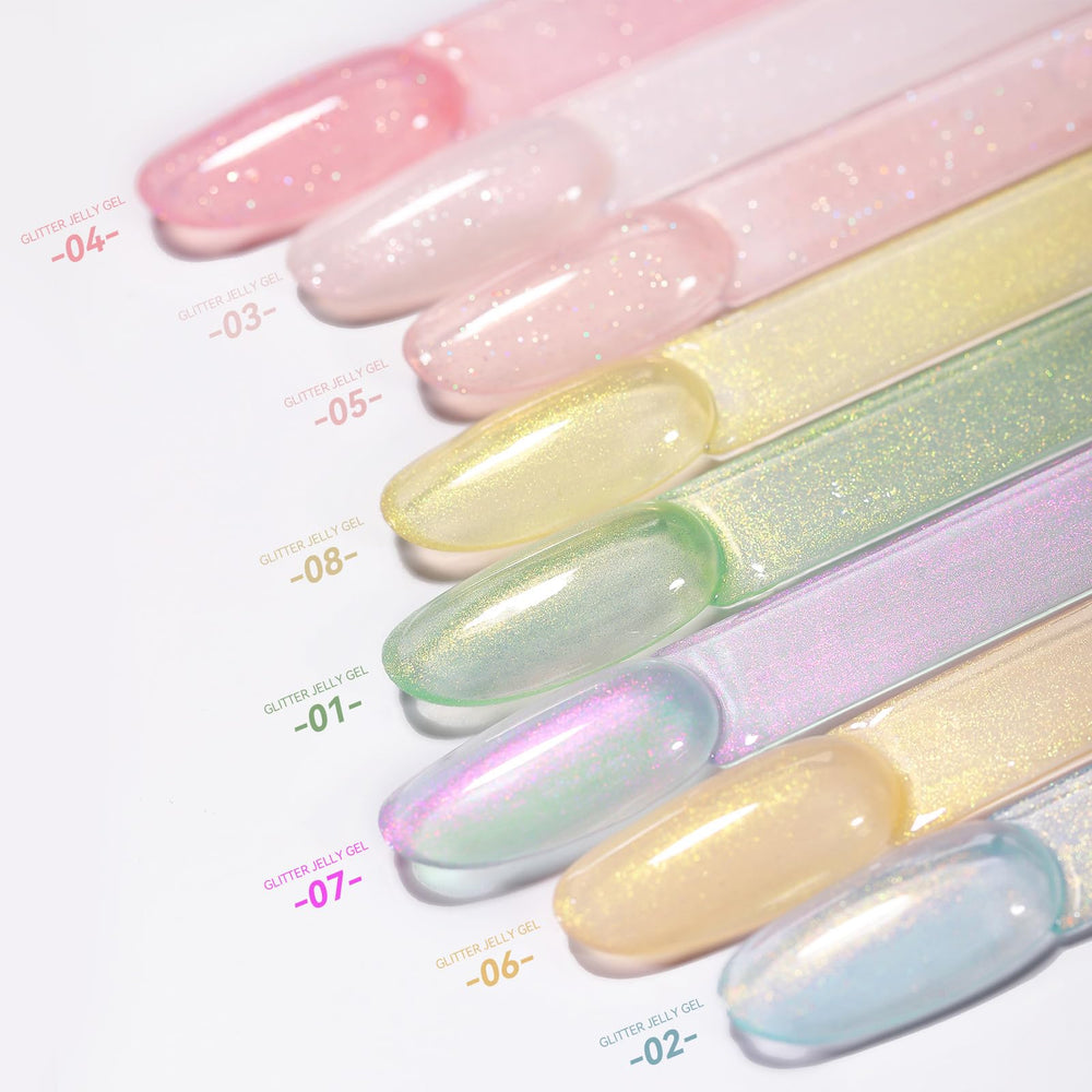 Born Pretty Jelly Gel Nail Polish glitter nude pink con brillo sutil