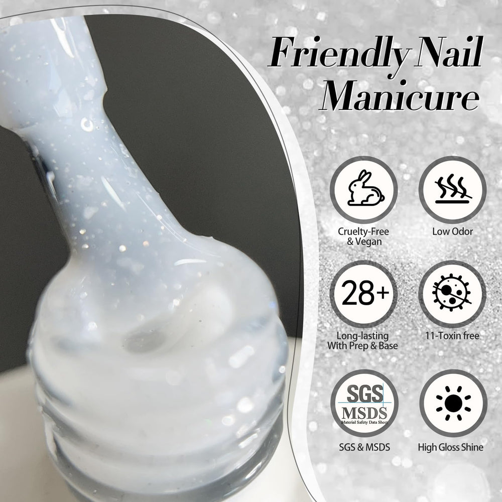 Born Pretty Jelly Gel Nail Polish milky white swatch demonstrates translucent natural shine