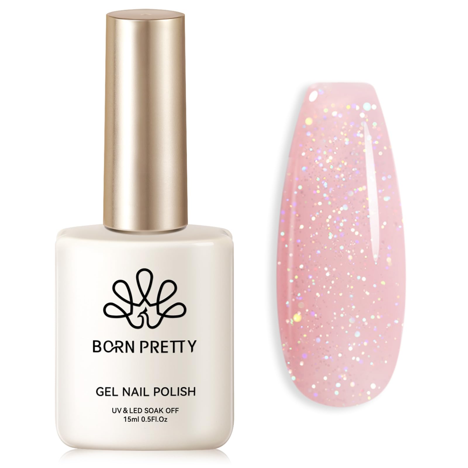 Born Pretty Jelly Gel Rosa con Glitter, brillo duradero para uñas