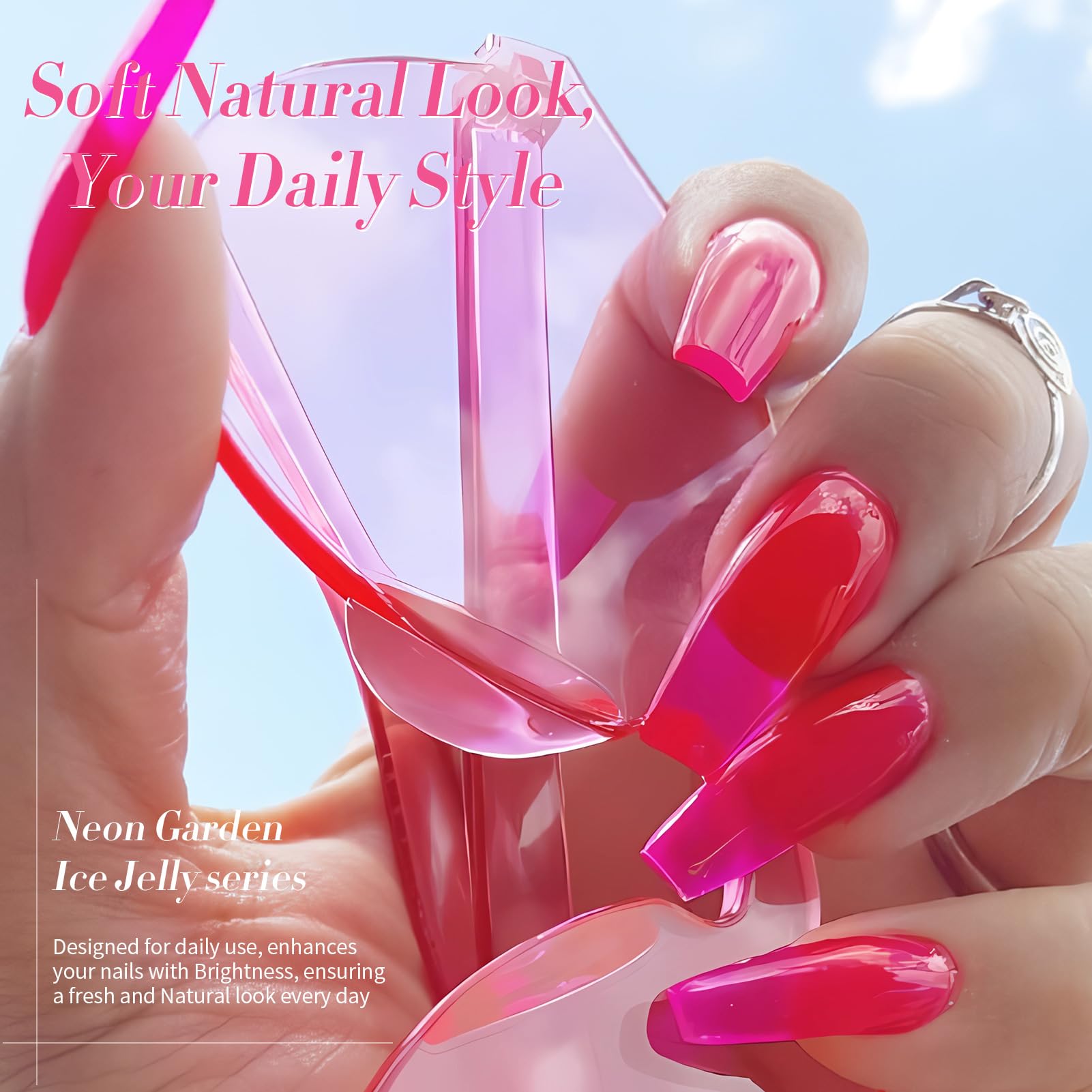 Vernis néon bleu translucide Born Pretty Jelly Gel, finition lustrée et durable.