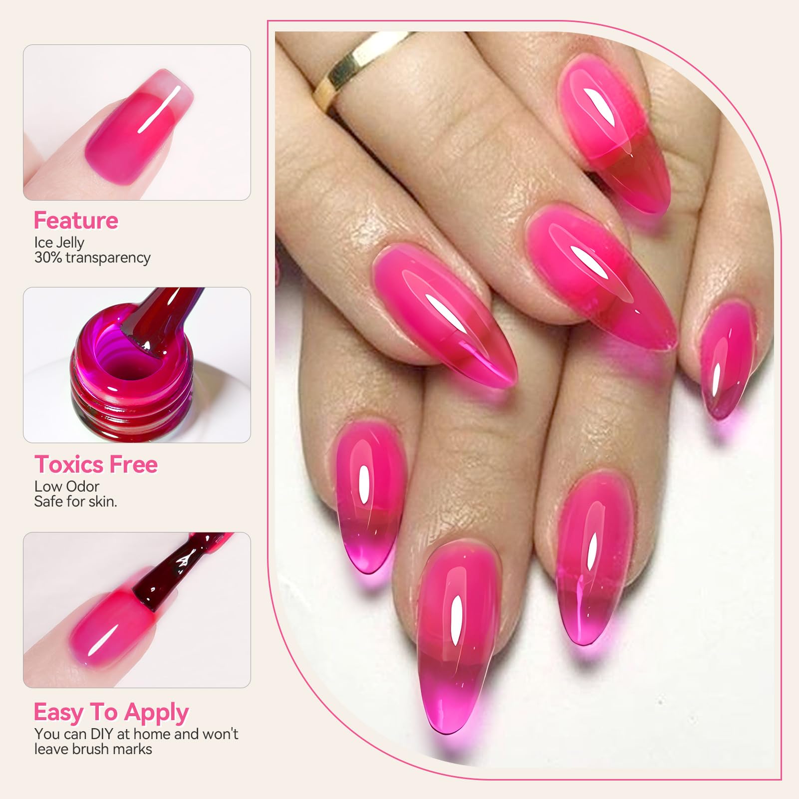 Vernis néon orange translucide Born Pretty Jelly Gel, application rapide et uniforme.